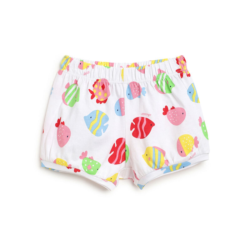Girls Medium Yellow Printed Outfit with Short Pants image number 2